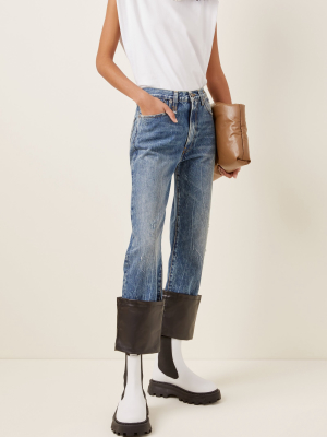 Axl Leather-cuff High-rise Straight-leg Jeans