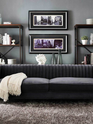 Aviate Velvet Sofa Gray