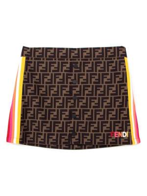 Fendi Kids Side Stripe Ff Motif Skirt