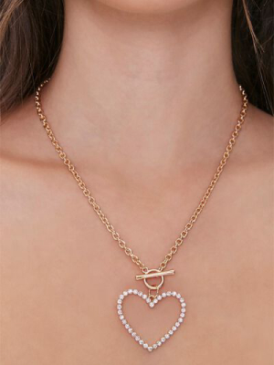 Rhinestone Heart Pendant Necklace