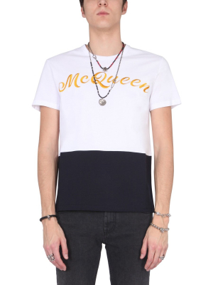 Alexander Mcqueen Colour Block Logo Print T-shirt