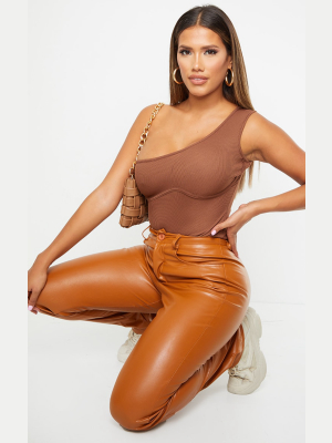 Shape Mocha Rib One Shoulder Underbust Bodysuit