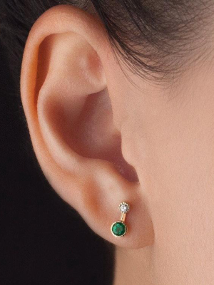 Round Emerald Drop Stud (single)