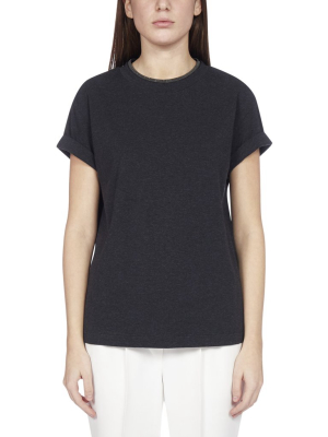 Brunello Cucinelli Bead Embellished Collar T-shirt