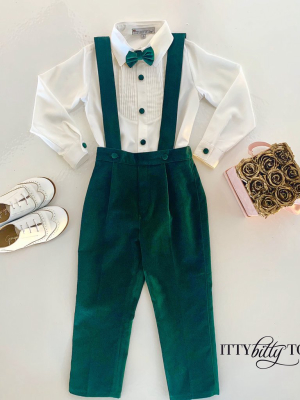 Connor Suspenders Set (green Velvet)