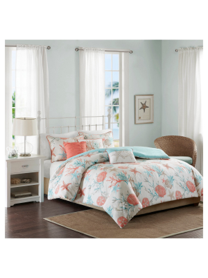 Ocean View Duvet Cover Set Coral - 6pc