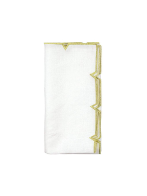 Kim Seybert Divot Napkin In White & Gold - Set Of 4