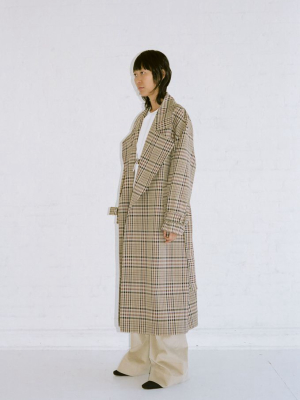 Oversize Trench -plaid Multi