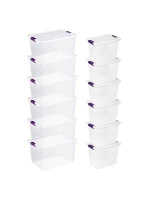Sterilite 66 Quart Clear Storage Container Box (6 Pack) + 27 Quart Tote (6 Pack)