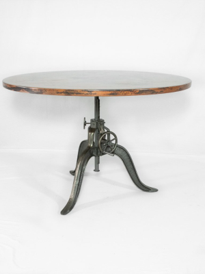 Twilight Crank Copper Dining Table - Natural W/ Spots