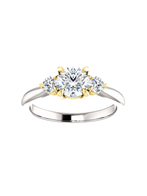 Pompeii3 1 Ct Round Diamond Three Stone 14k Gold Two Tone Engagement Anniversary Ring