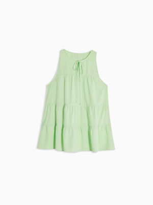 Mint Tiered Plain Smock Blouse