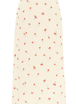 Miu Miu Cherry Print Midi Skirt