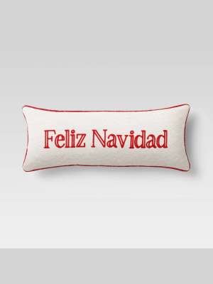 12"x30" Holiday Oversized Feliz Navidad Lumbar Throw Pillow White/red - Threshold™