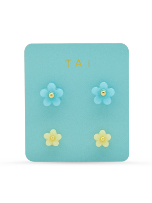 Tai Set Of 2 - Flower Post Earrings