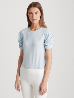 Bubble-sleeve Cotton Tee