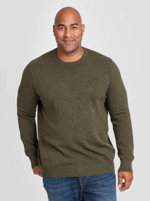 Men's Big & Tall Regular Fit Crewneck Sweater - Goodfellow & Co™ Olive Heather