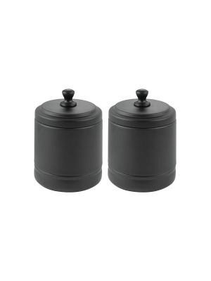 Mdesign Metal Bathroom Vanity Storage Organizer Canister Jar, 2 Pack