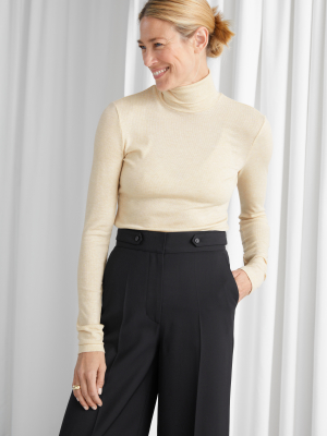 Fitted Lyocell Ribbed Turtleneck