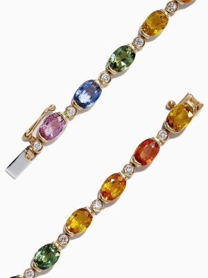 Effy Watercolors 14k Yellow Gold Sapphire And Diamond Bracelet, 11.20 Tcw
