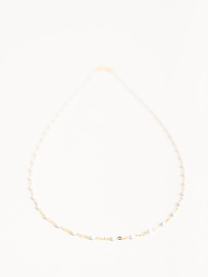 Baby Blue Bead Necklace - Yellow Gold