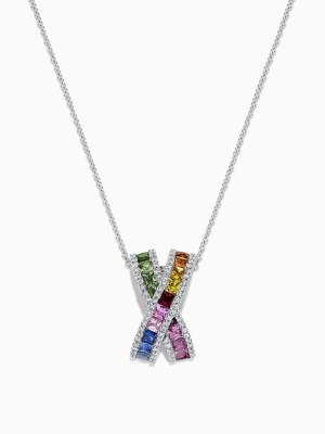 Effy Watercolors 14k White Gold Multi Sapphire & Diamond Pendant, 2.21 Tcw