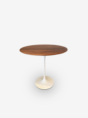 Eero Saarinen Oval Side Table With Rosewood & White Base By Knoll