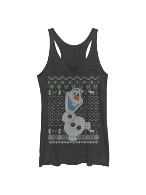 Women's Frozen Ugly Christmasolaf Sven Racerback Tank Top