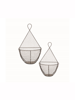 Set Of 2 Metal Wire Hanging Wall Baskets - Foreside Home And Garden