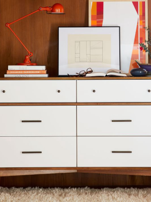 Mid-century 6-drawer Dresser - White & Acorn