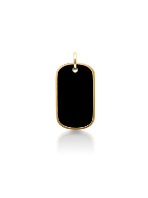 14kt Yellow Gold Black Agate Luxe Nicolai Dog Tag Charm