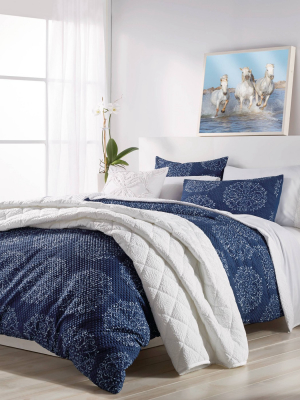 Painted Medallion Duvet Set Navy - Microsculpt