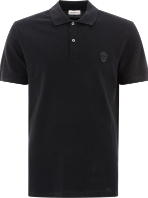 Alexander Mcqueen Skull Embroidered Polo Shirt