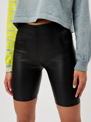 Leather Biker Short / Black