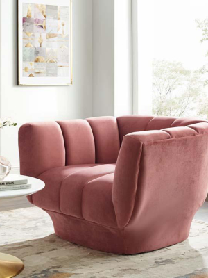 Layla Vertical Channel Tufted Performance Velvet Armchair