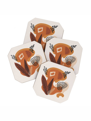 4pk Alisa Galitsyna Fall Shapes And Plants Coasters - Society 6