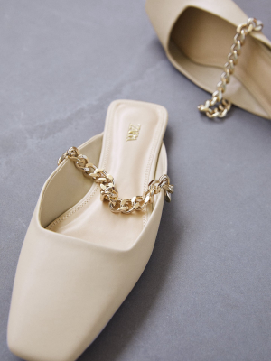 Open Back Slide Shoes With Chain