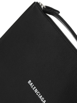 Balenciaga Logo Printed Zipped Pouch