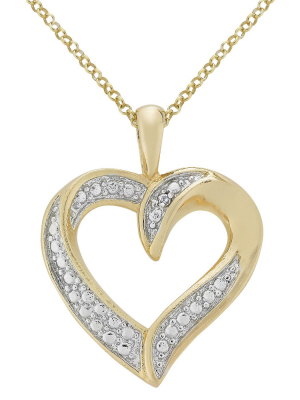 Diamond Accent Heart Pendant In Silver Plated Brass (ij-i2-i3)