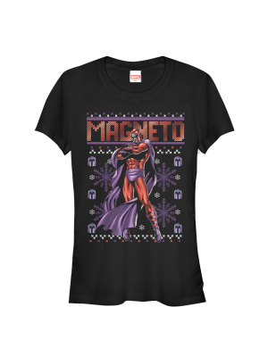 Junior's Marvel Ugly Christmas X-men Magneto T-shirt