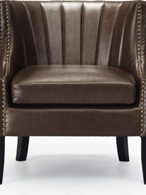 24" Amelie Mid-century Modern Armchair Dark Brown - Adore Décor