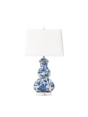 Square Gourd Lamp In Blue & White