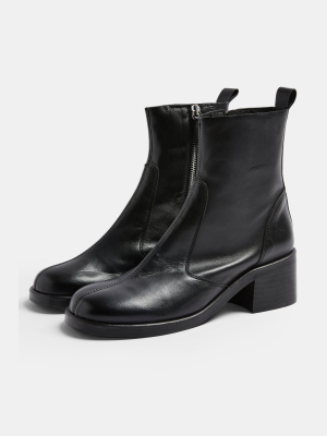 Mother Black Round Toe Leather Boots