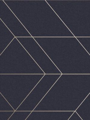 Balance Wallpaper In Navy And Gold From The Exclusives Collection By Graham & Brown