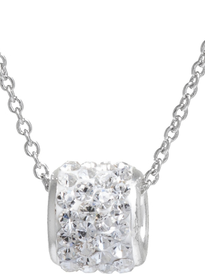 Women's Silver Plated Crystals Slide Pendant - Clear/silver (18")