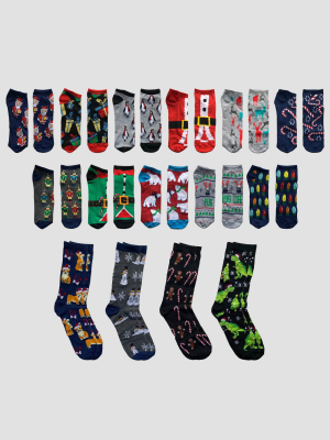 Men's Holiday Fun 15 Days Of Socks Advent Calendar - Assorted Colors One Size