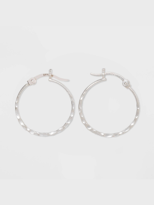 Sterling Silver Small Hammered Round Click Top Hoop Earrings - Universal Thread™ Silver