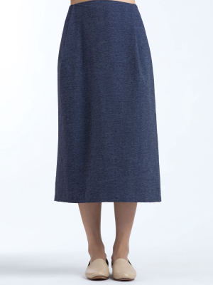 Patches Textured Midi Skirt - Dark Blue