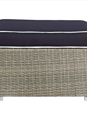 Rennie Outdoor Patio Upholstered Fabric Ottoman