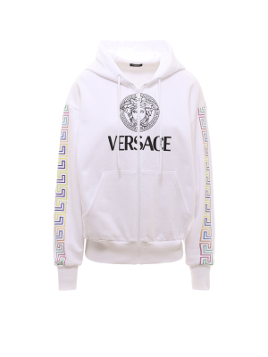 Versace Logo Printed Drawstring Hoodie